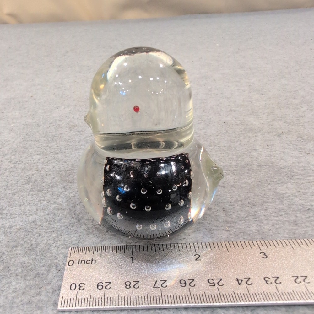 Kreiss Glass Figurine Bubble Bird Paperweight Red Eyes Black Body Handcrafted - Picture 4 of 5